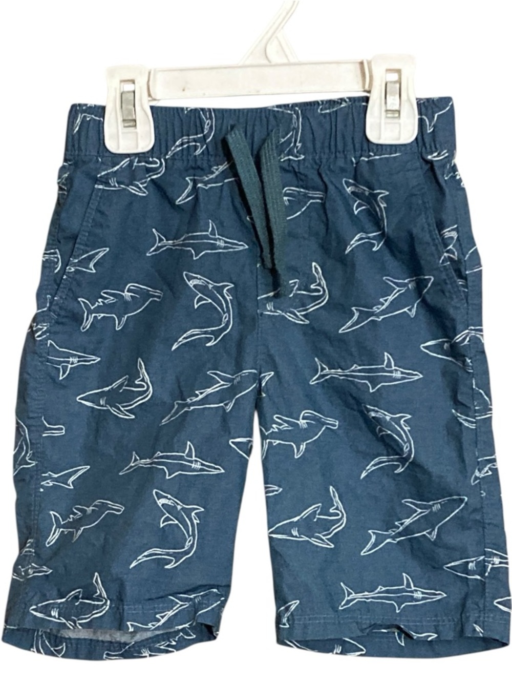 NEW Old Navy  Blue Sharks Print 100% Cotton Poplin Pull On Shorts - Size 5T